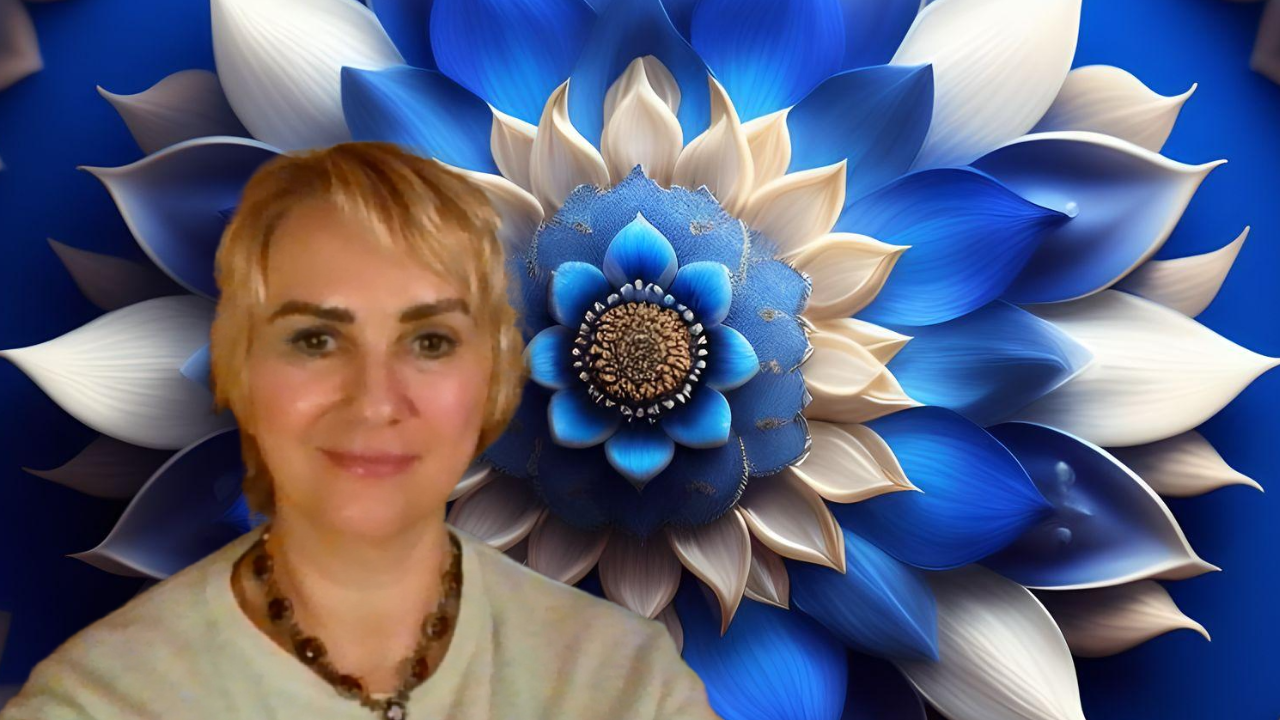 Diana Kaiser with a sacred flower of life