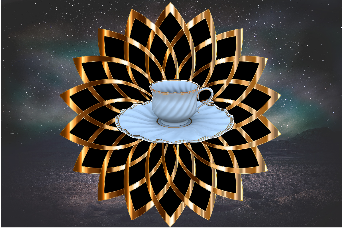 A picture of a flower of life representing Mystical tea party
